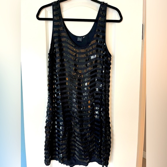French Connection Black Sequin Dress Medium - Picture 1 of 5